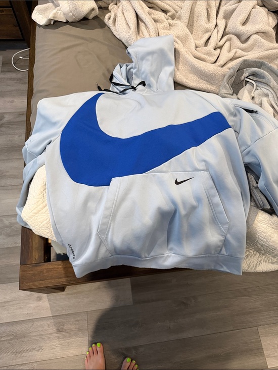 Nike Tops - Nike Light Blue Hoodie with Bold Royal Blue Swoosh